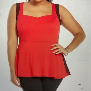 Torrid side lace peplum tank top